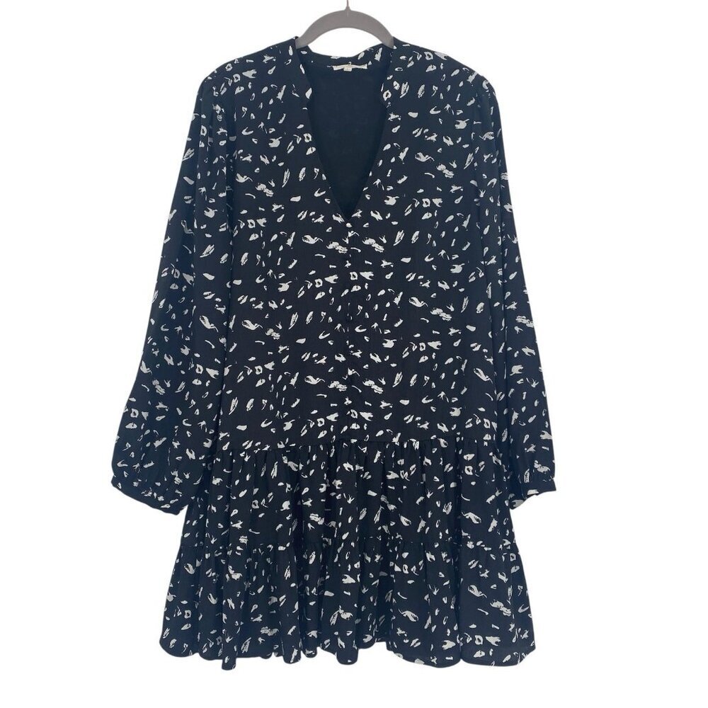 Entro Women’s Size Large Black Printed Peasant Tiered Dress